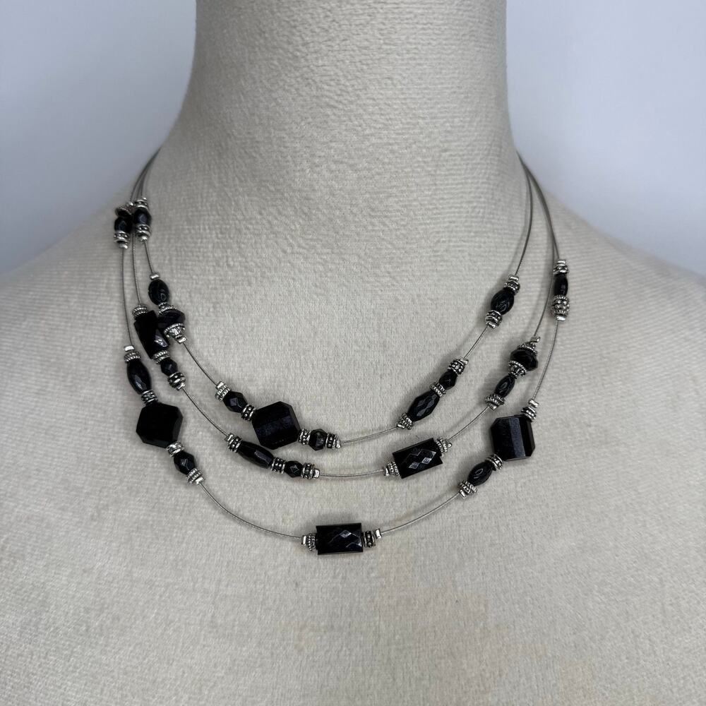 52. Grunge black beaded layer necklace